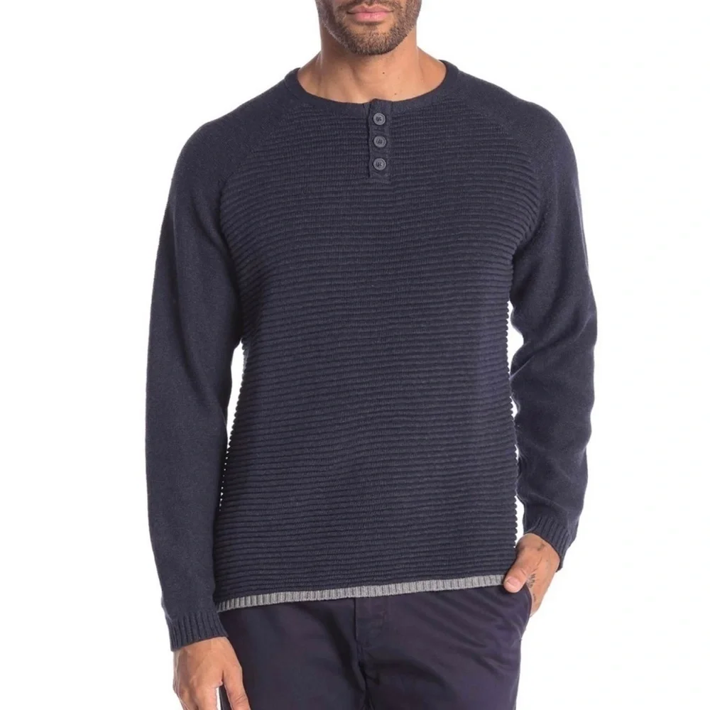 Weatherproof Ottoman Stitch Henley Sweater